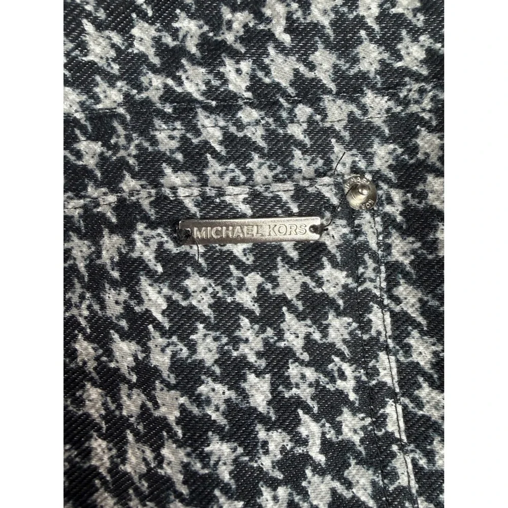 Michael Kors Women's Black and White Houndstooth Pull-On Ankle Pants size Large